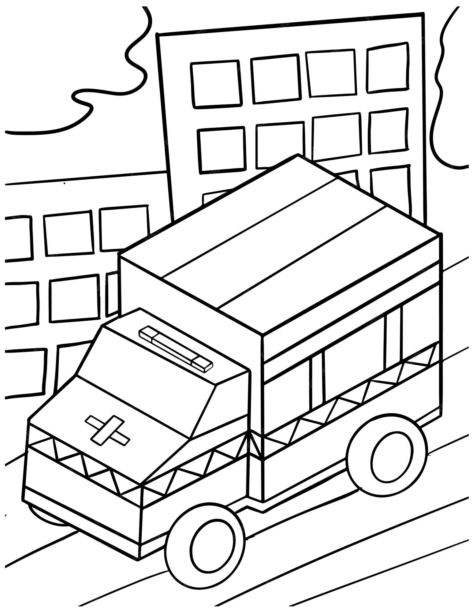Premium vector ambulance coloring page for kids line art vector blank printable design for children to fill in
