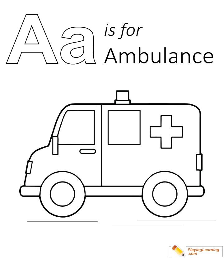 A is for ambulance coloring page free a is for ambulance coloring page