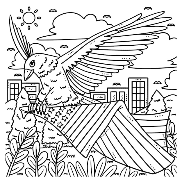 Premium vector american flag isolated coloring page for kids