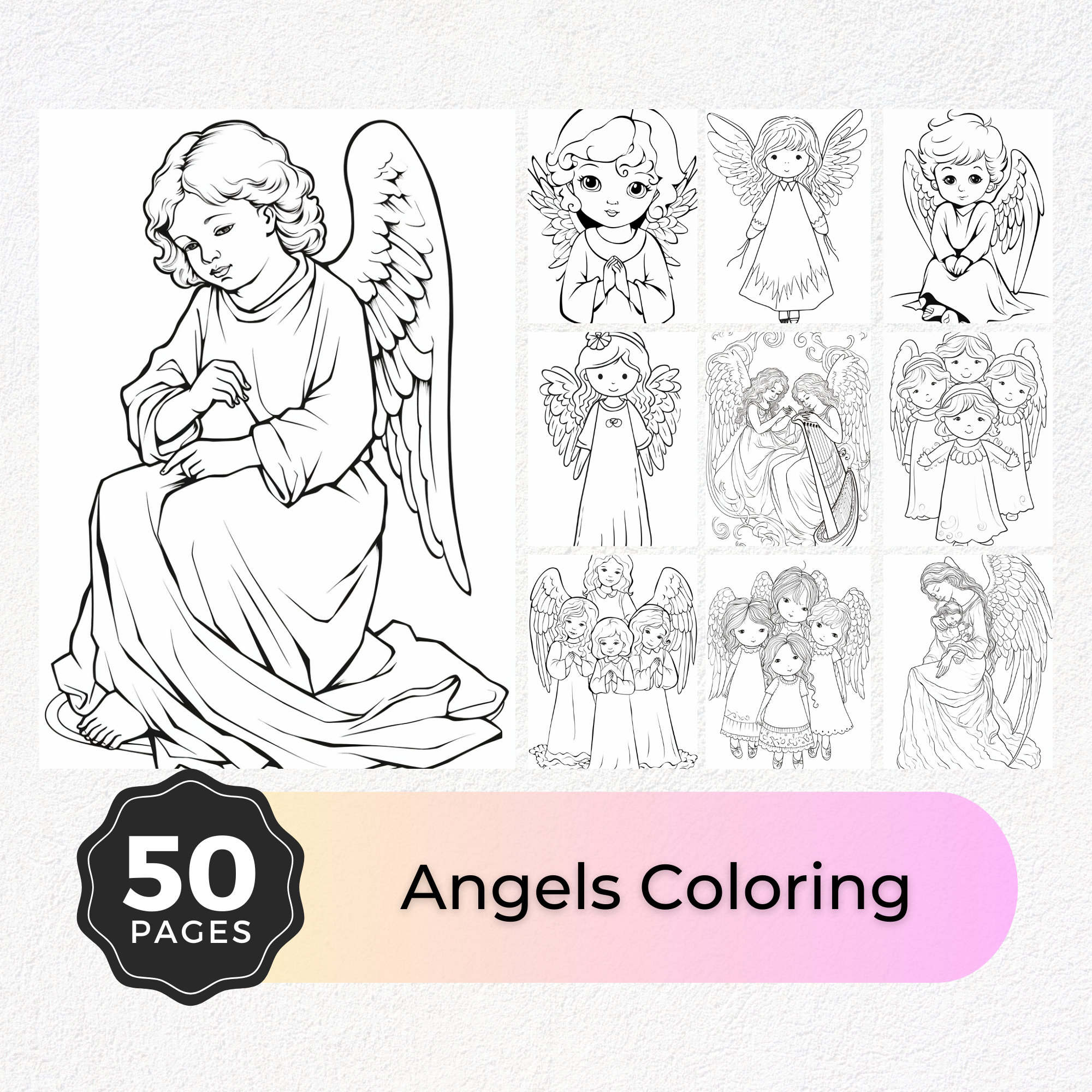 Angel coloring pages suitable for adults and kids printable coloring angel colouring sheets instant download angelic coloring