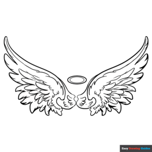 Angel wings coloring page easy drawing guides