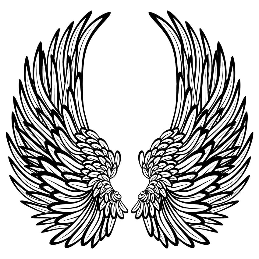 Print angel wings coloring page