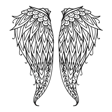 Premium vector mandala angel wings for design element engraving paper cutting printing or coloring book vector illustration