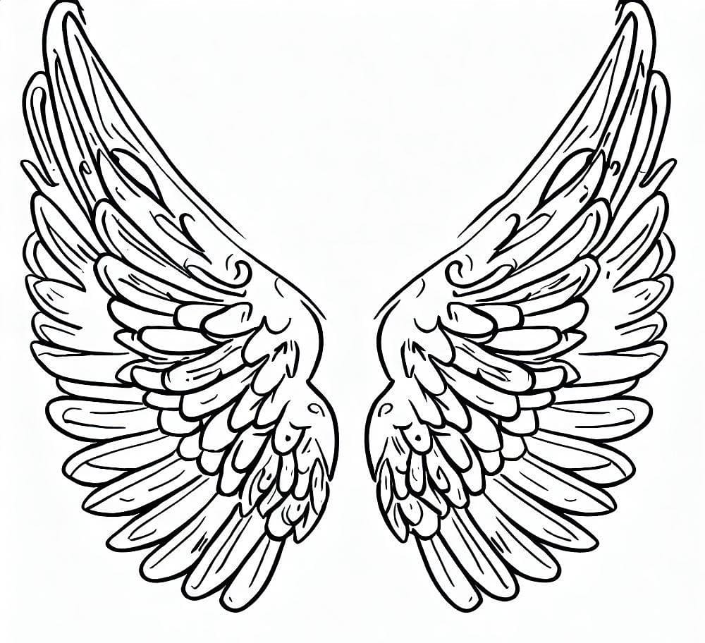 Print angel wings coloring page