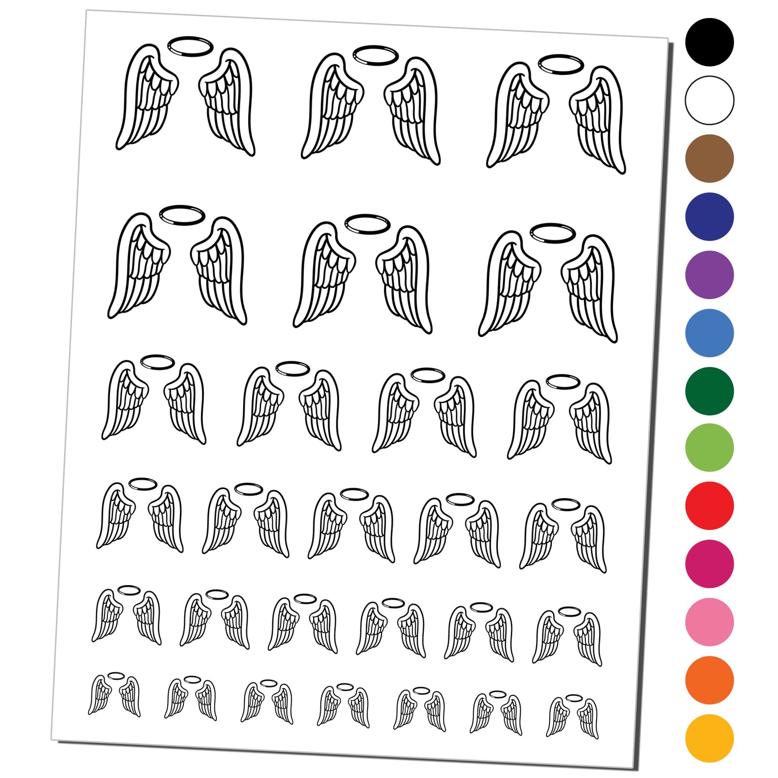 Angel wings with halo temporary tattoo water resistant fake body art set collection