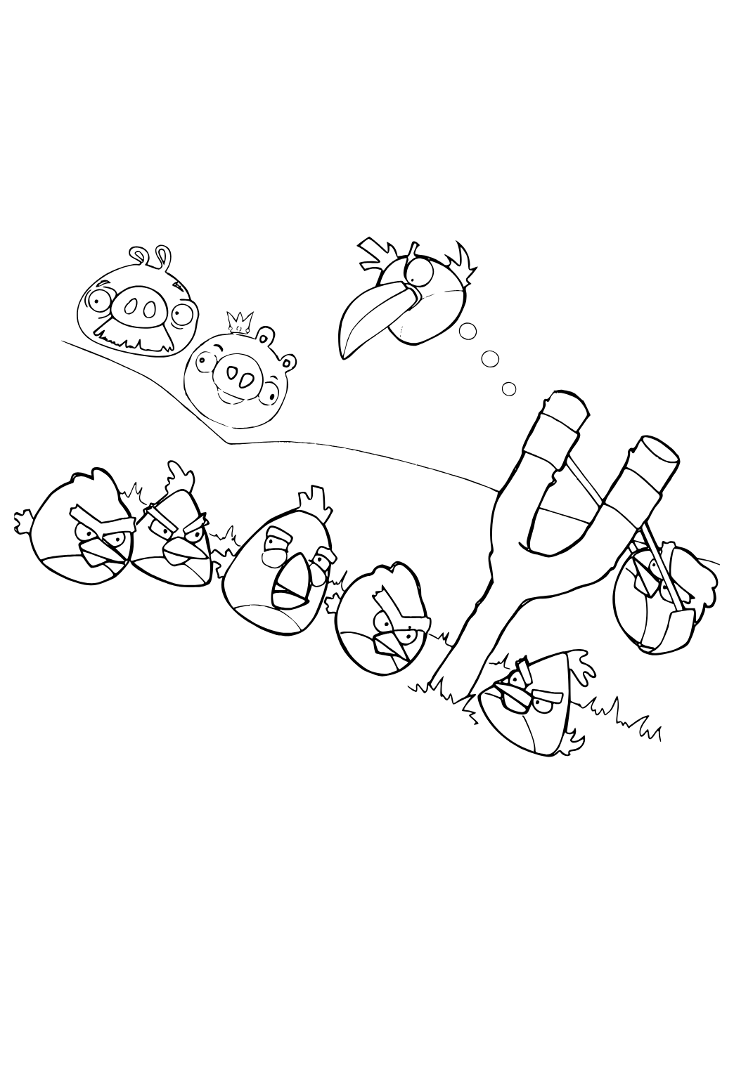 Free printable angry birds slingshot coloring page for adults and kids