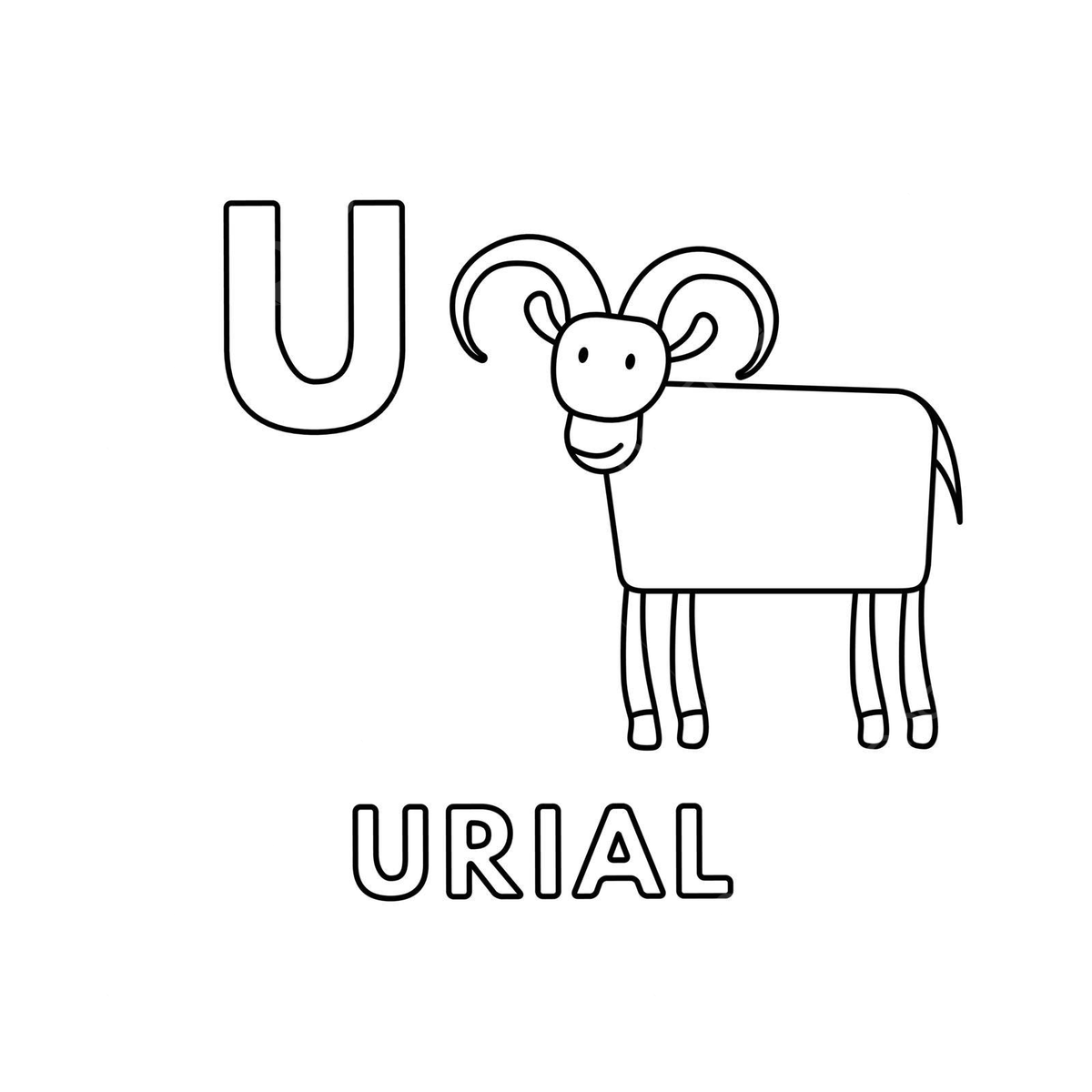 Cute cartoon animal alphabet in vector format printable coloring pages featuring urial vector urial ram print png and vector with transparent background for free download