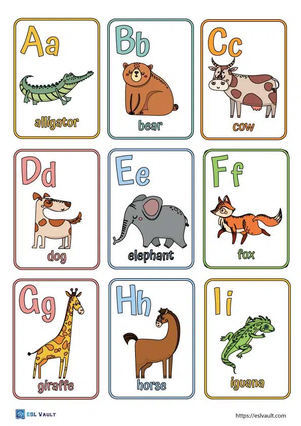 Free printable animal alphabet cards