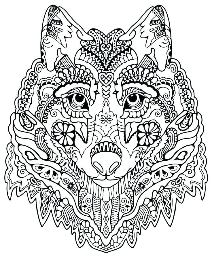 Wolf coloring pages for adults