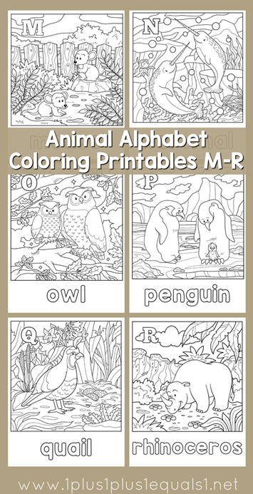 Animal alphabet coloring pages m
