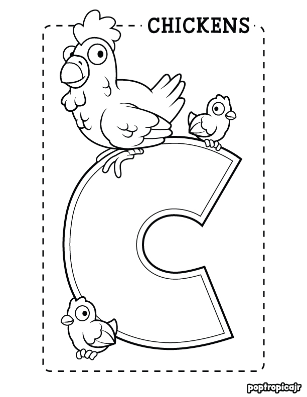 Animals and letters coloring pages