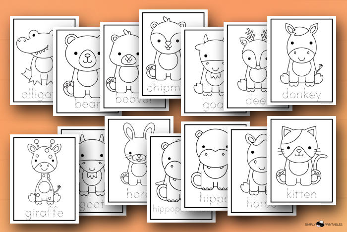 Free printable animal coloring pages with letter tracing