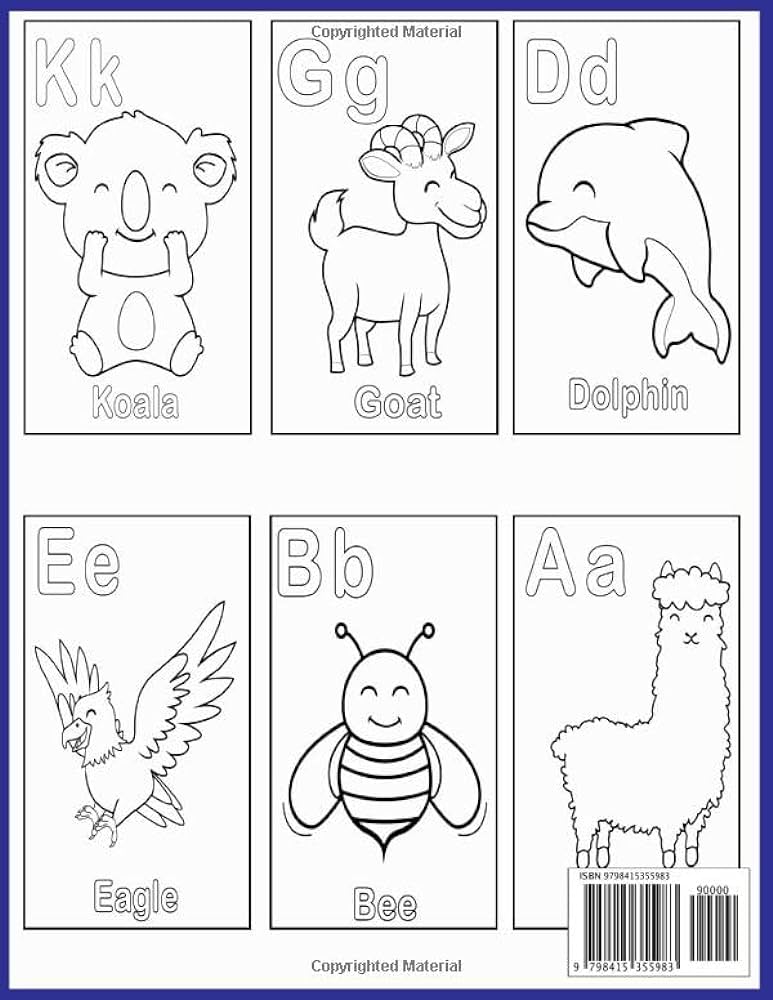 Animals alphabet coloring book by c rdenas juliet