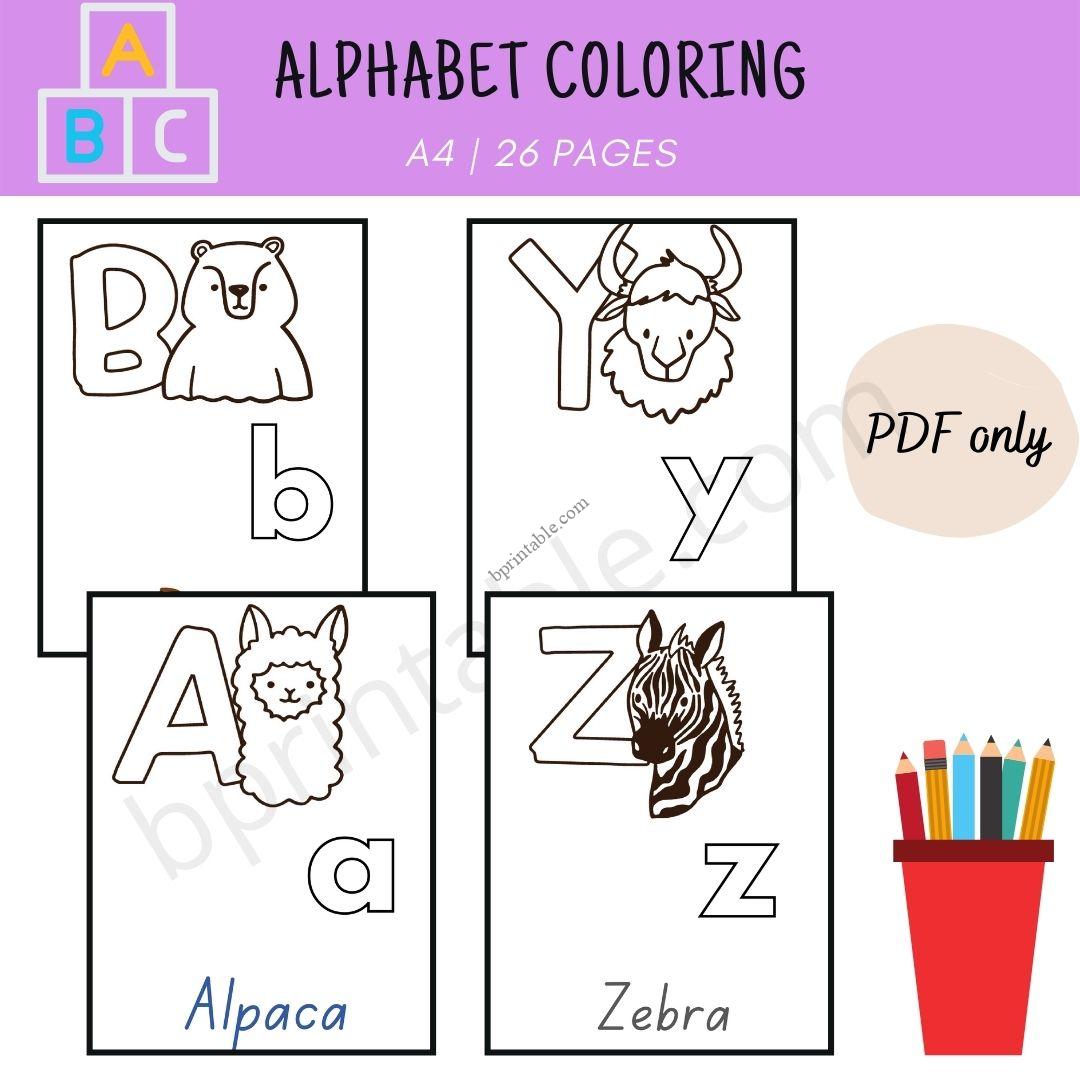 Alphabet coloring page for kids