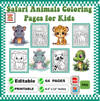 Safari animals coloring pages for kids cute baby safari animals clipart