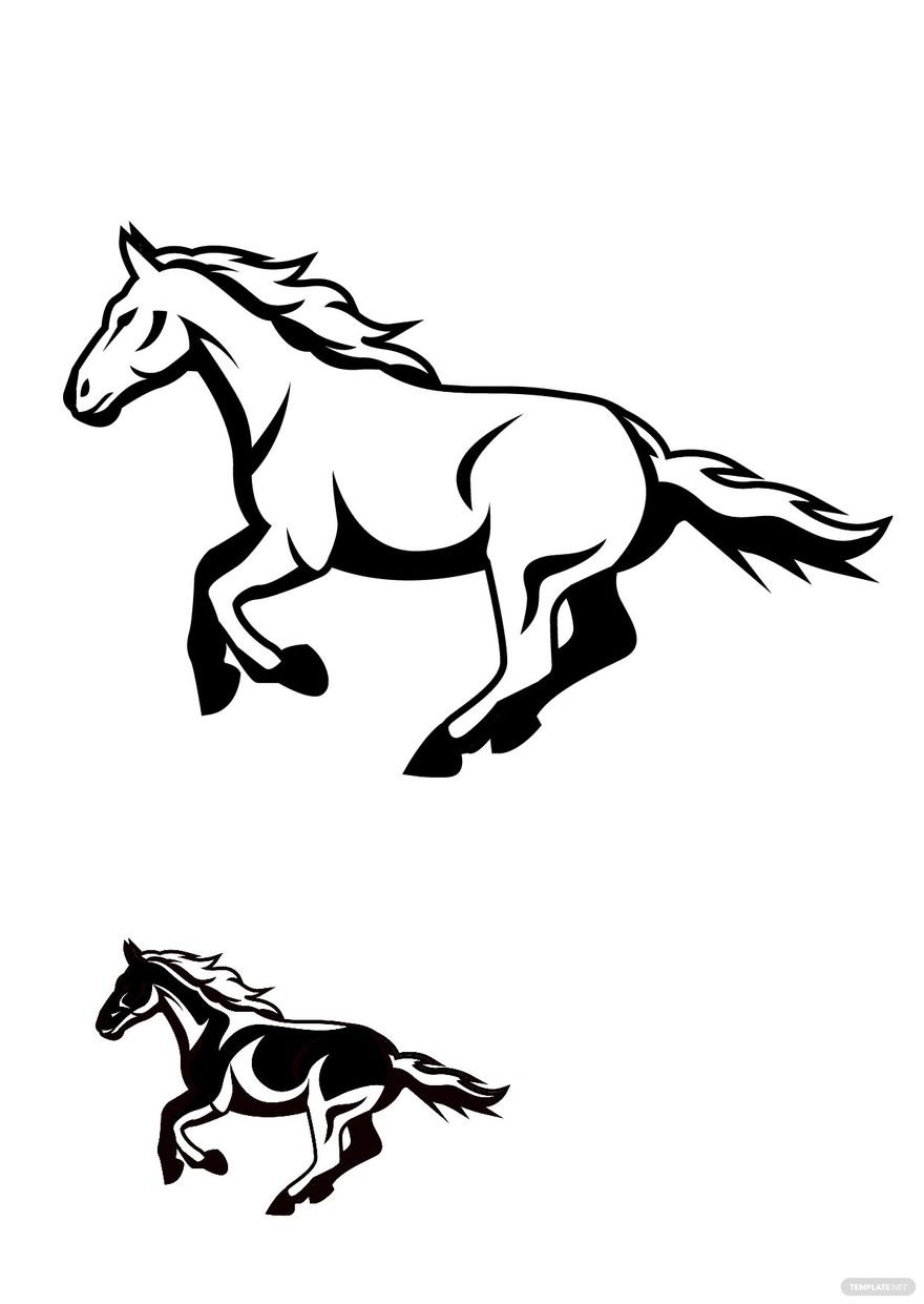 Free black and white horse coloring page