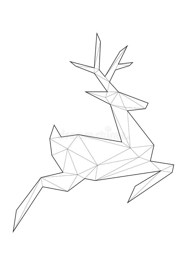 Low poly art of animals jumping deer good for wall decoration printable images suitable for coloring pages stock vector