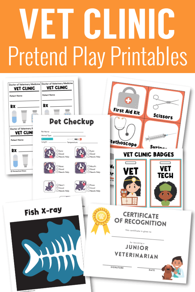 Vet clinic pretend play printables