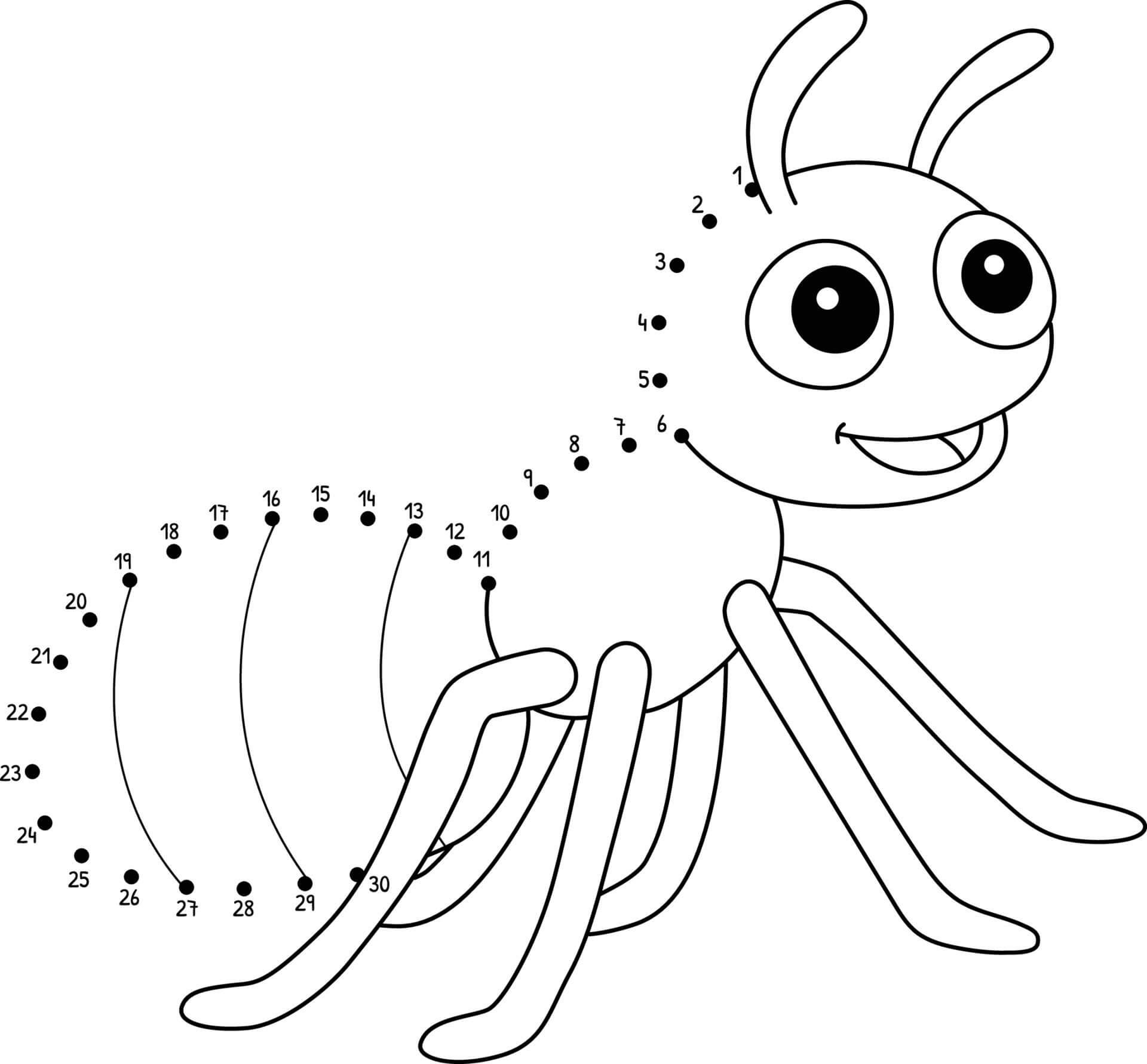 Dot to dot ant coloring page