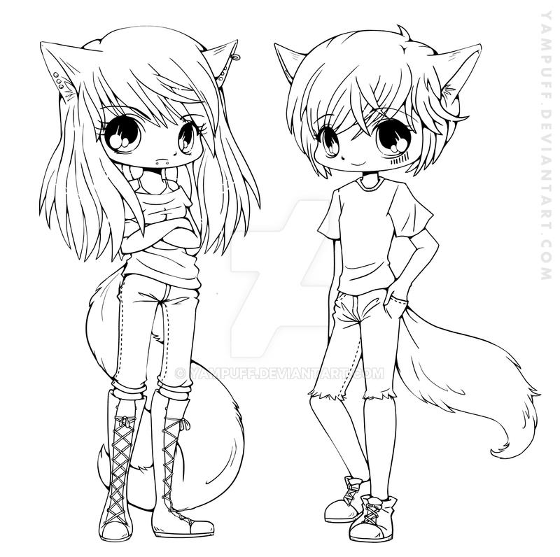 Aliex and kiyo lineart by yampuff on