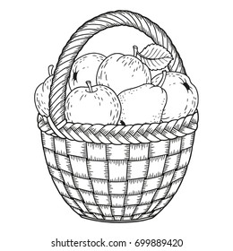 Fruit basket coloring page stock photos