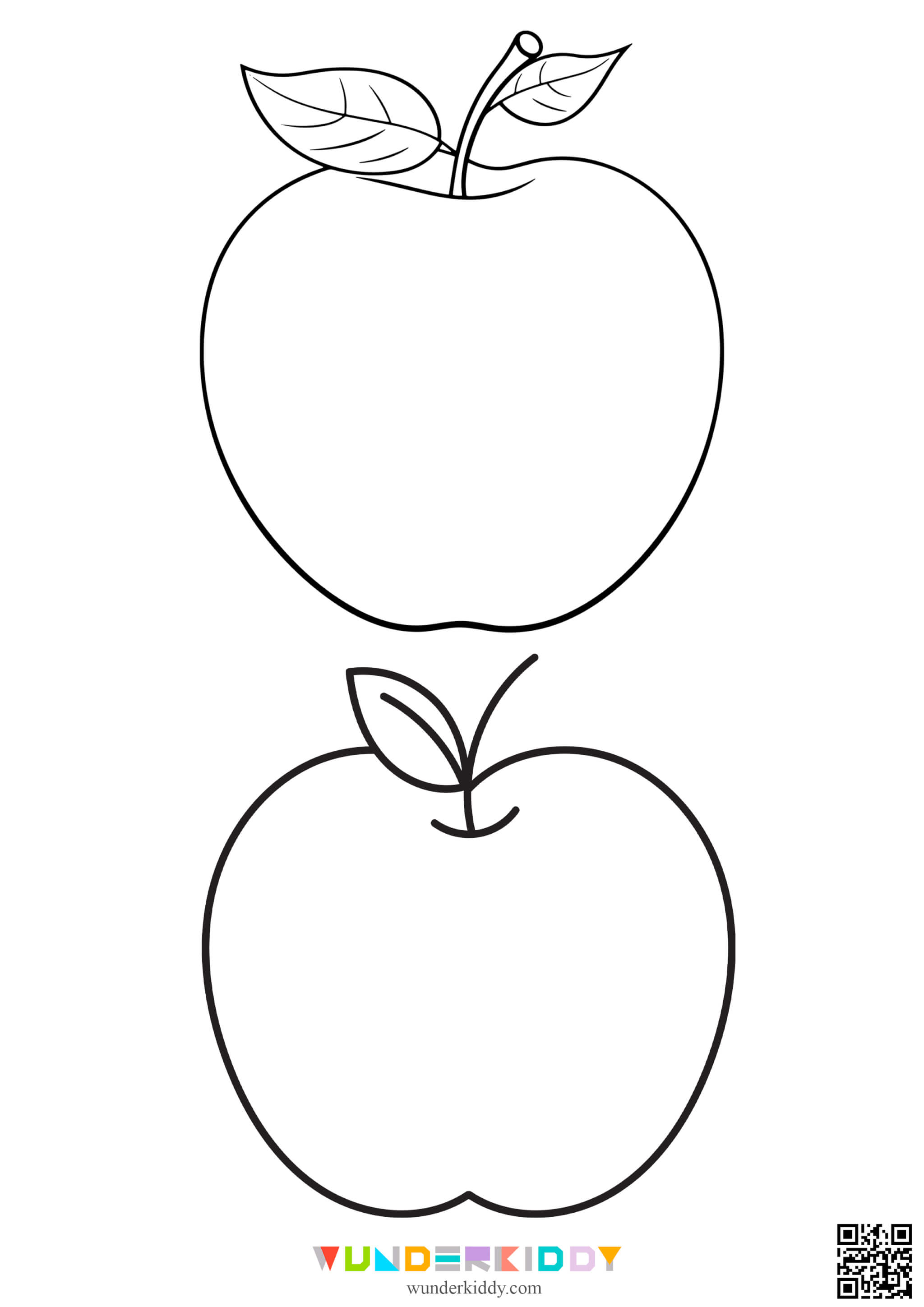Printable apple template and coloring pages for preschool
