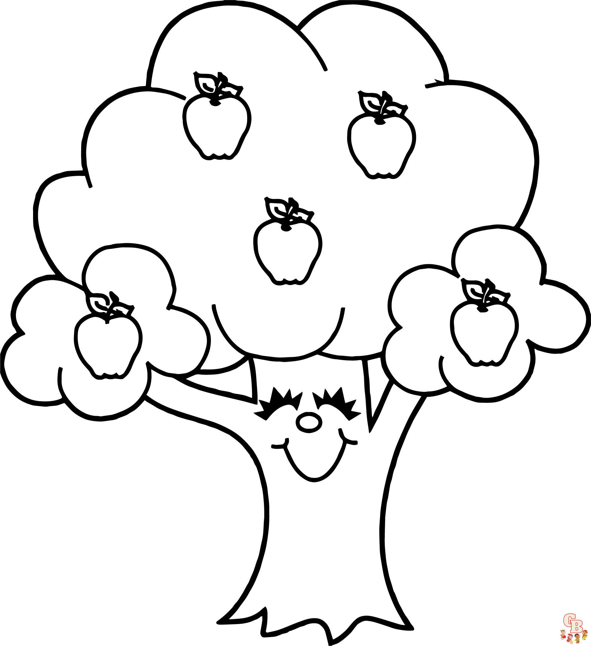 Find the best apple tree coloring pages online