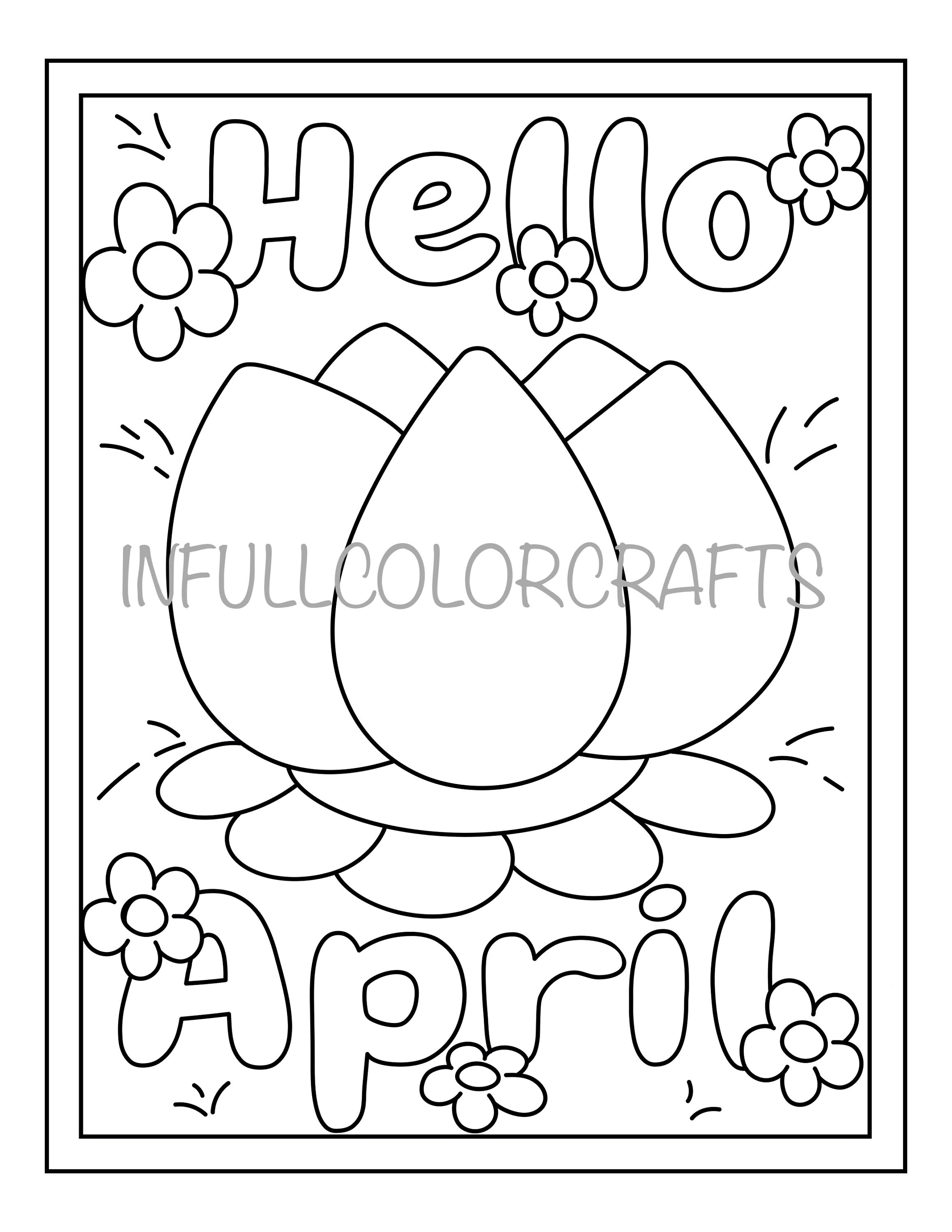 Hello april coloring page