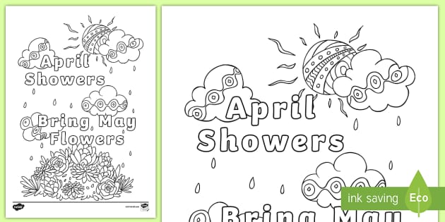 April showers bring may flowers mindfulness coloring page