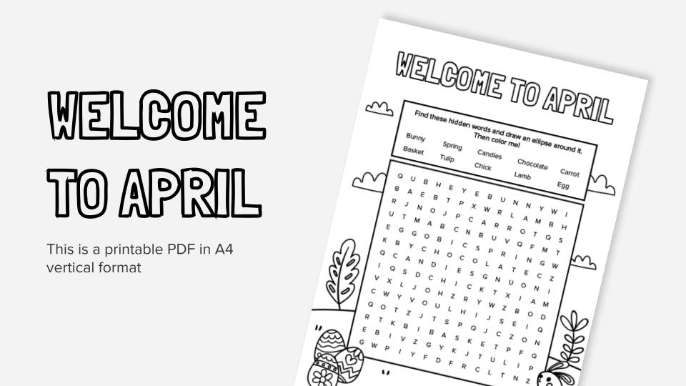 Wele to april printable coloring worksheet