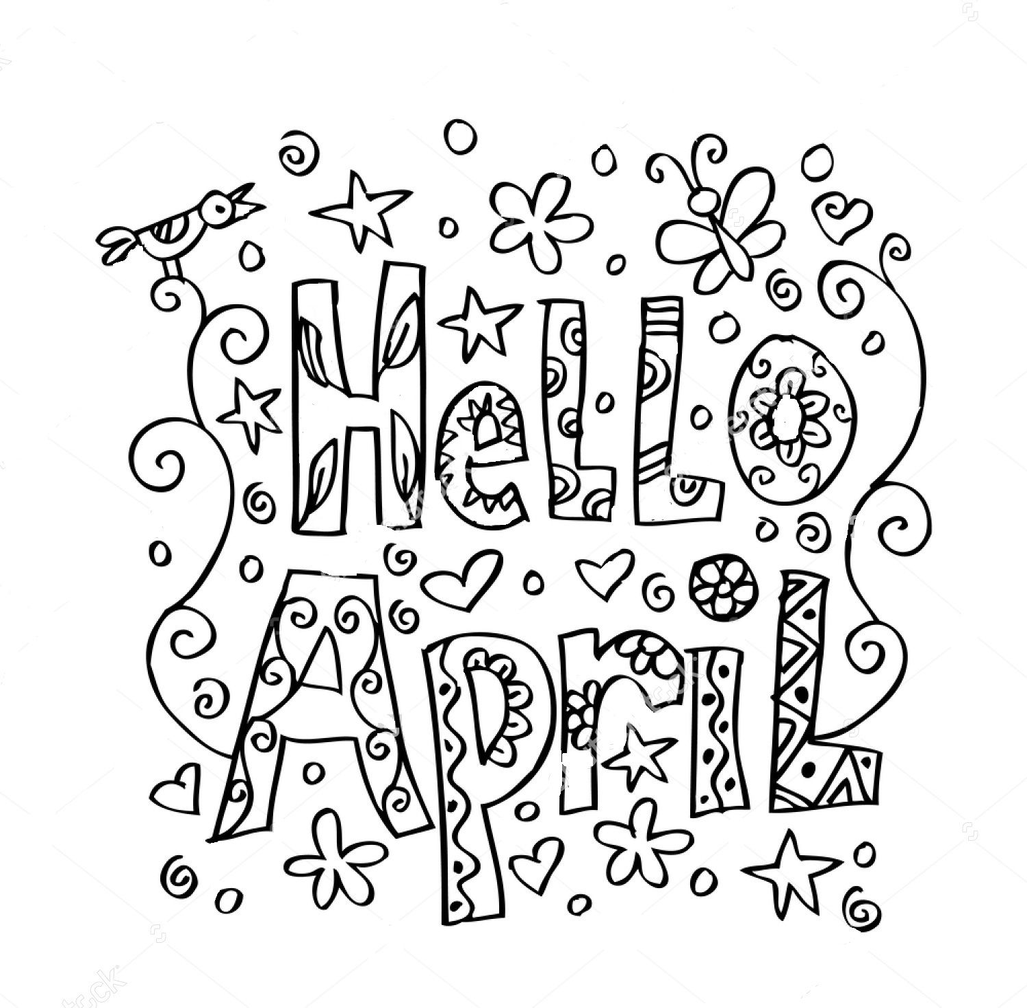 Hello april zentangle coloring page coloring pages name coloring pages cute coloring pages