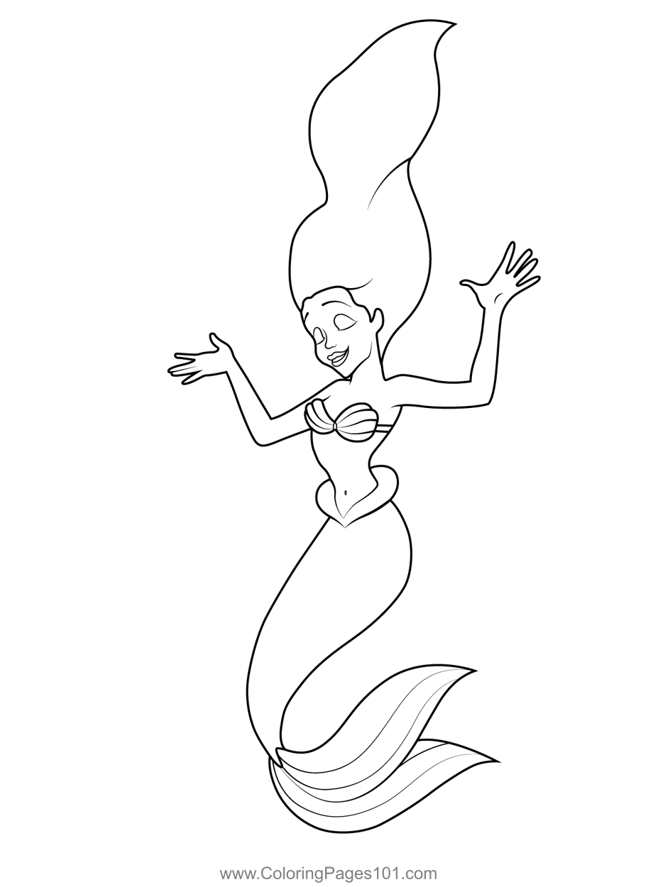 Beautiful ariel coloring page for kids