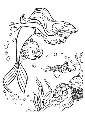 Free printable ariel coloring pages for adults and kids