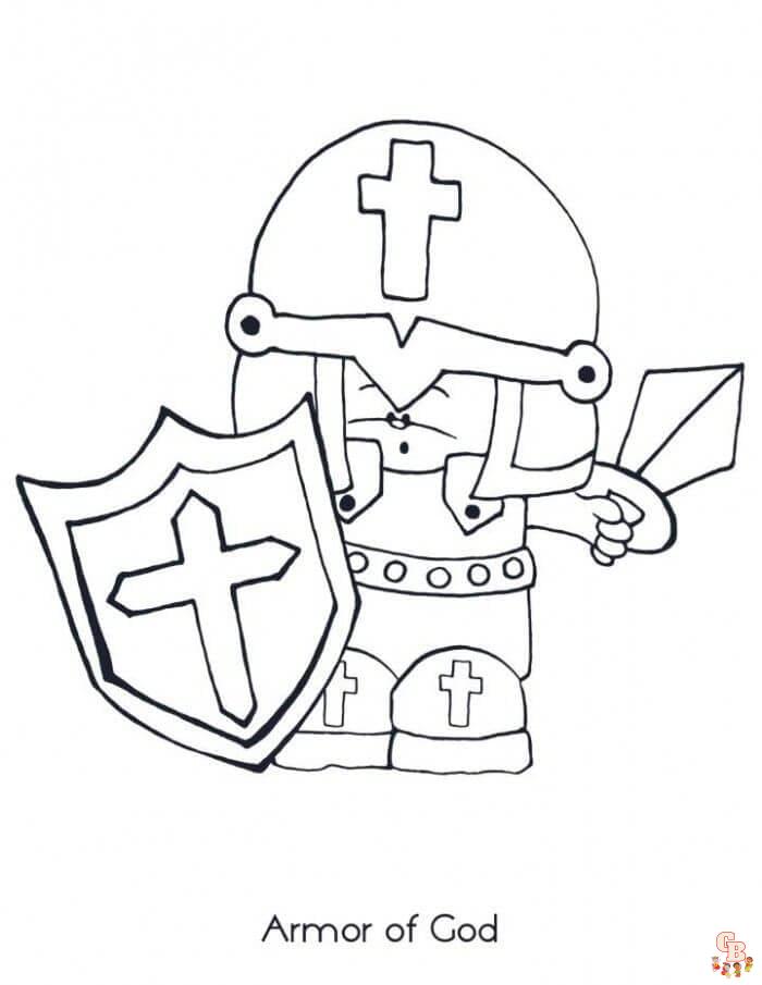 Printable armor of god coloring pages free for kids and adults