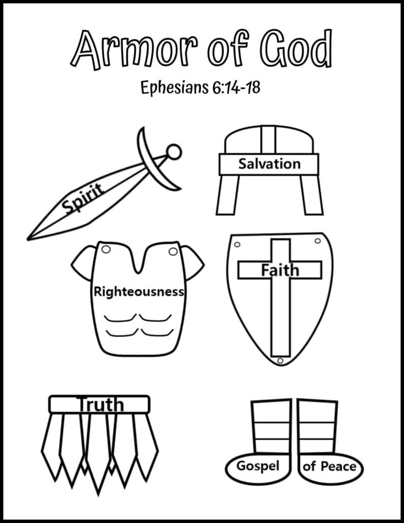Free printable armor of god coloring pages
