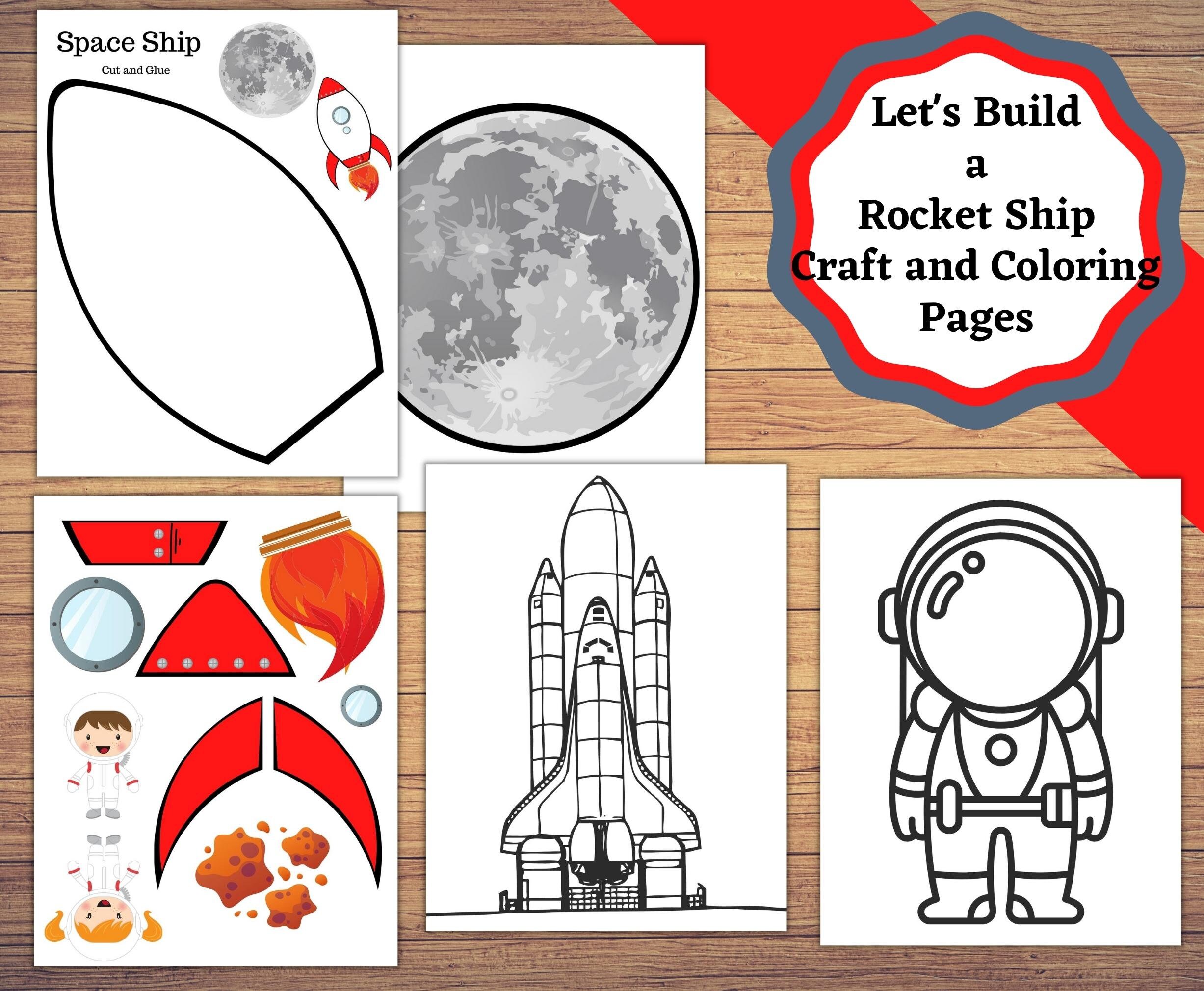 Rocket ship printable craft and coloring sheet fun kids craft for anyone who loves space