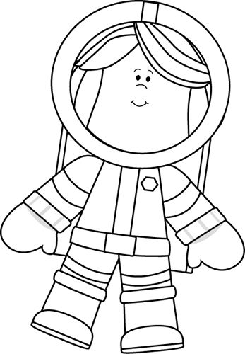 Black and white little girl astronaut crafts and worksheets for preschooltoddler and kindergarten