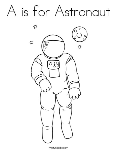 A is for astronaut coloring page