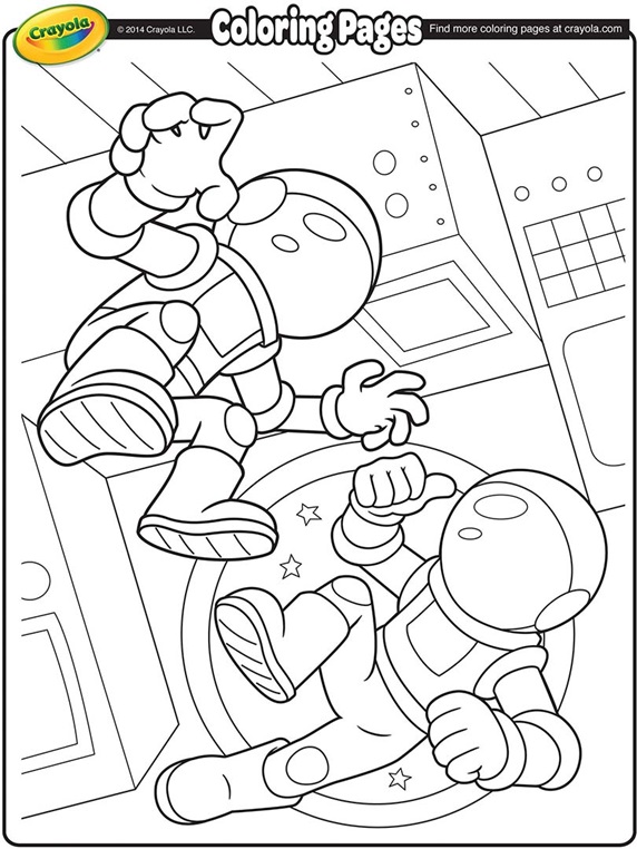 Space astronauts coloring page