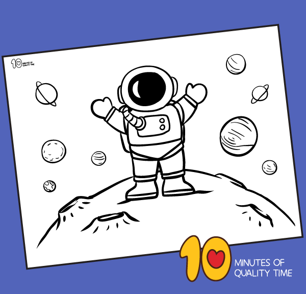 Astronaut on the moon coloring page â minutes of quality time