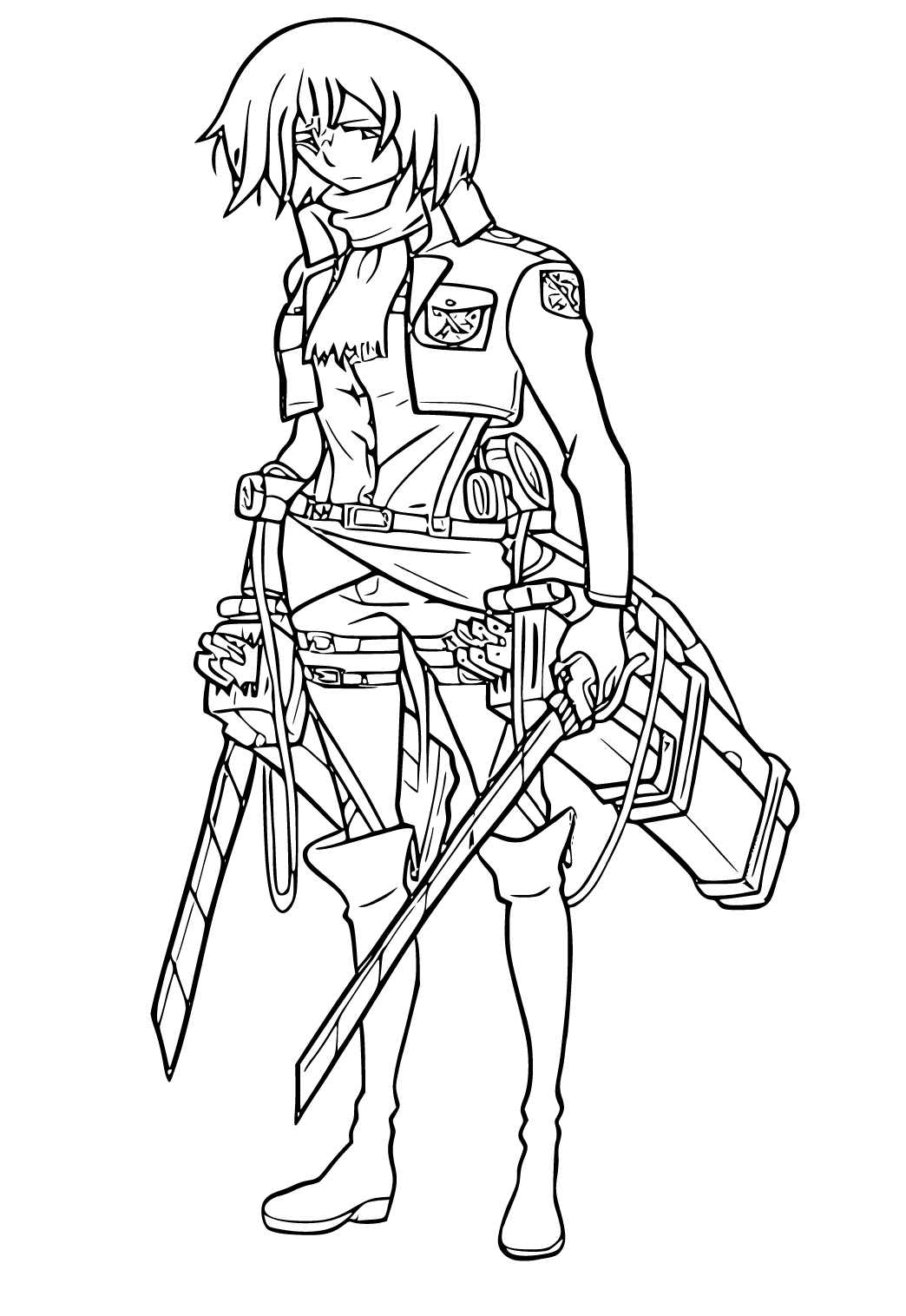 Free printable attack on titan weapon coloring page for adults and kids