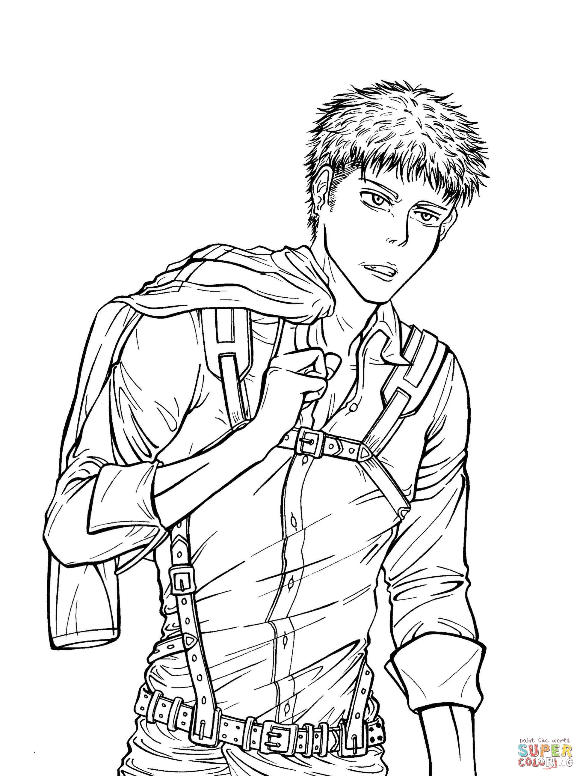 Jean kirschtein from manga series shingeki no kyojin attack on titan advancing giants coloring page free printable coloring pages