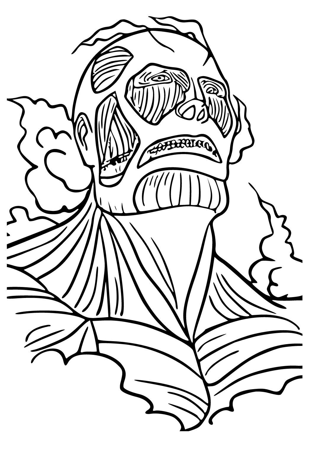 Free printable attack on titan monster coloring page for adults and kids