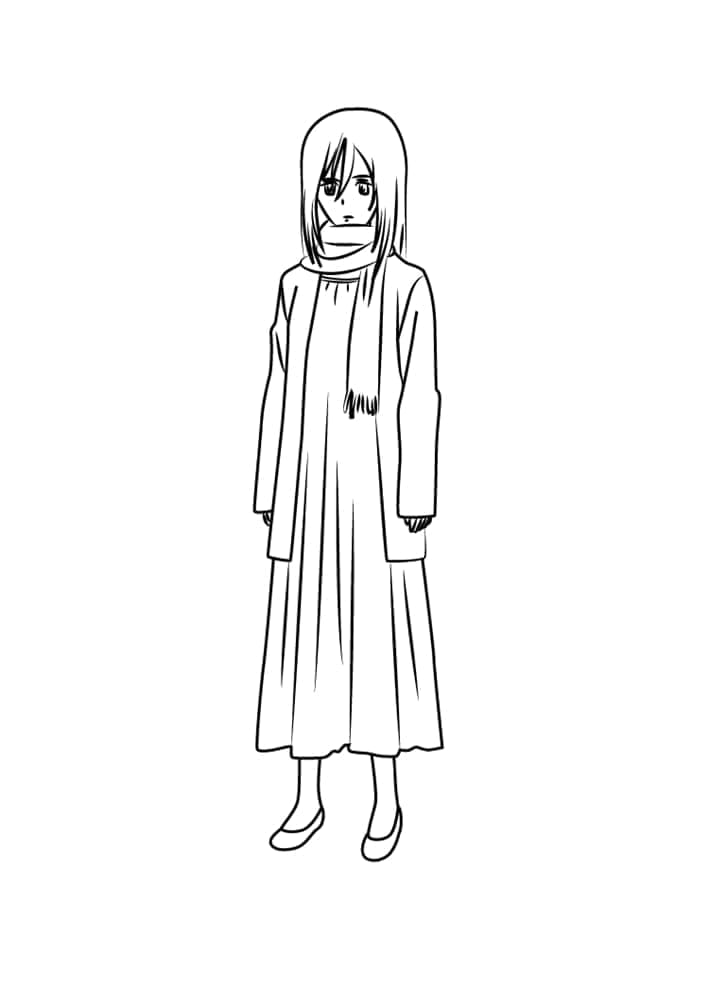 Mikasa ackerman from anime attack on titan coloring page
