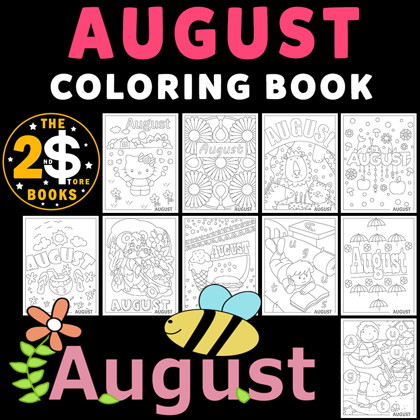 Calendar august coloring book
