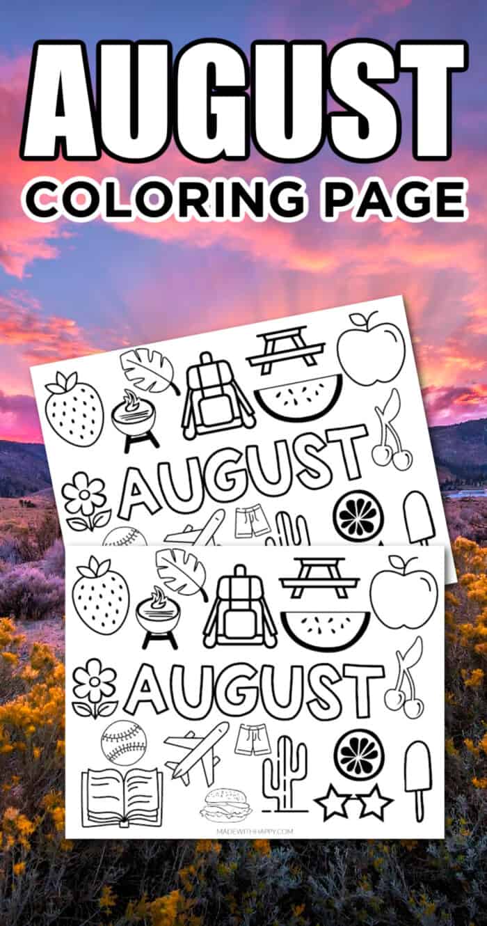 Free printable august coloring page