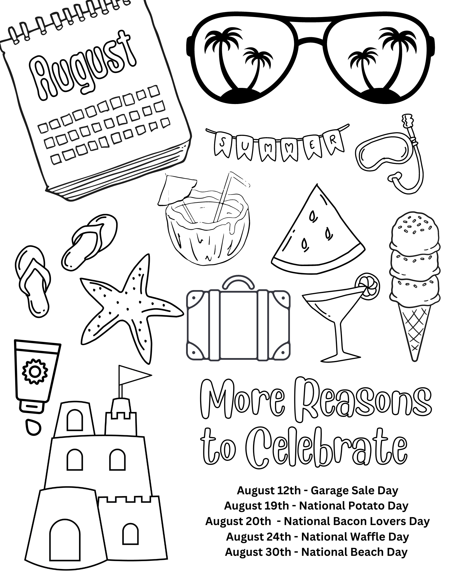 Free august coloring pages for kids and adults