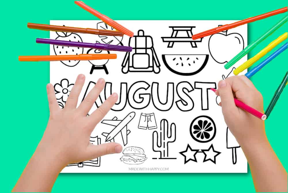 Free printable august coloring page