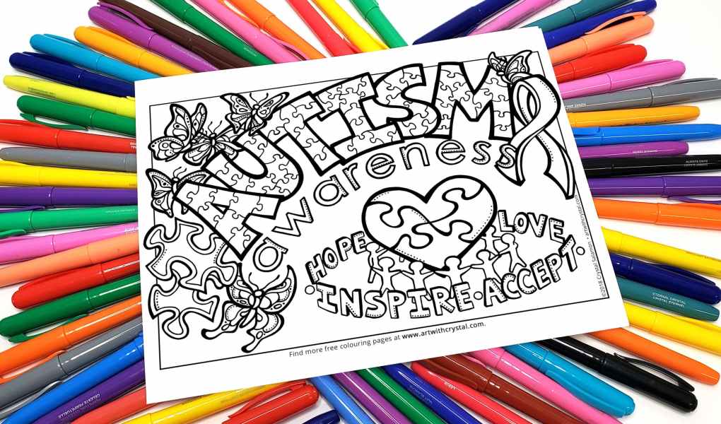 Autism awareness free colouring page