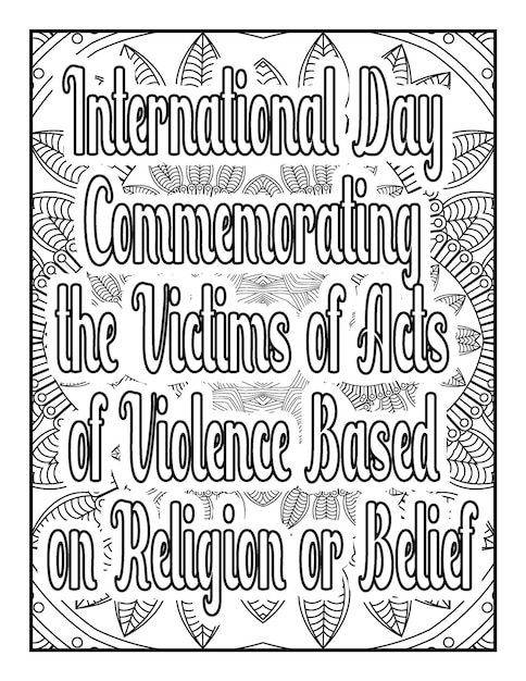 Premium vector international day quotes coloring pages for kids and adults to print